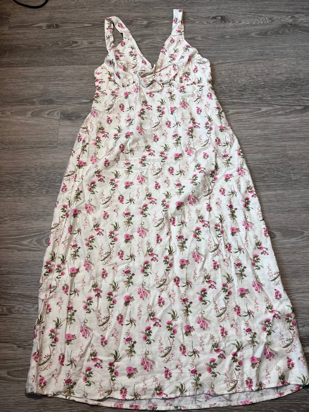 Monteau White Maxi Dress with Pink Floral Print